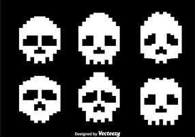 Pixel White Skull Vectors