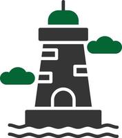 vuurtoren glyph twee kleuren vector