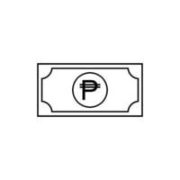 Filipijnen valutapictogram symbool, php, peso geld papier. vector illustratie
