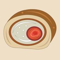 aardbei roll cake vectorillustratie voor grafisch ontwerp en decoratief element vector