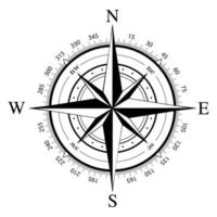 kompas pictogram windroos navigatie silhouet met cirkel nummer vector