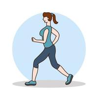 vrouw run en training logo. vrouwelijke gezondheid levensstijl mascotte vectorillustratie vector