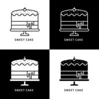 zoete taart icoon. verjaardagstaart winkel logo. dessert gebak maaltijd vector symbool