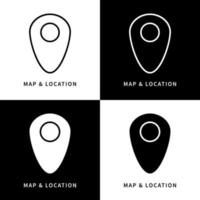 kaart en locatie pictogram symbool. navigatie marker knop logo vectorillustratie vector