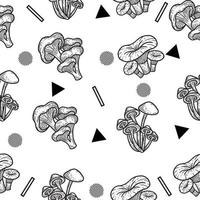 zwart-wit set paddestoel gezonde voeding gegraveerd hand getrokken willekeurige zwarte object schets illustratie wit. vector