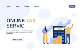 bestemmingspagina van de online belastingdienst. concept voor banner, websiteontwerp of landingswebpagina. vector