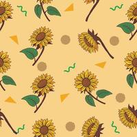 set collectie gele zonnebloem zomer groen bloemen natuur plant esthetische hand getrokken romantische willekeurige kleurrijke illustratie zacht geel. vector