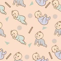 set schattige blauwe baby baby's jongen cartoon plat met abstracte blauwe object collectie illustratie lite roze. vector