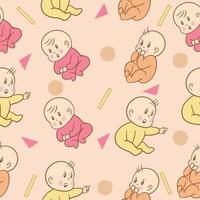 set schattige baby baby's jongen cartoon plat met abstracte kleurrijke object collectie illustratie lite roze. vector