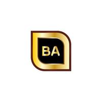 ba letter cirkel logo-ontwerp met gouden kleur vector