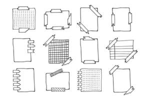 lege herinnering papieren notities, planner doodle collectie. vector hand getrokken schets illustratie