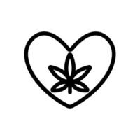 liefde voor cannabis icoon vector. geïsoleerde contour symbool illustratie vector