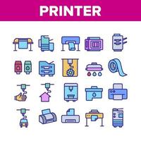 printer apparatuur collectie iconen set vector