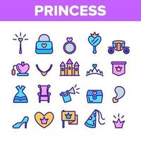 collectie prinses elementen vector iconen set