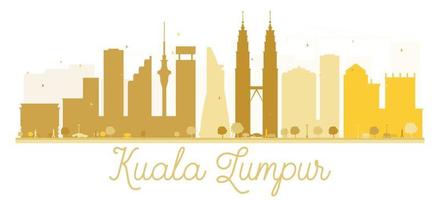 Kuala Lumpur stad skyline gouden silhouet. vector