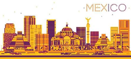 mexico skyline met kleur gebouwen. vector