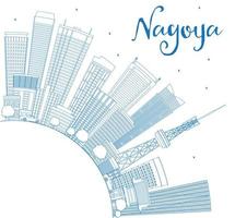 schets de skyline van nagoya met blauwe gebouwen en kopieer ruimte. vector