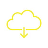 eps10 gele vector wolk download lijn pictogram geïsoleerd op een witte achtergrond. downloaden overzichtssymbool in een eenvoudige, platte trendy moderne stijl voor uw website-ontwerp, logo en mobiele applicatie