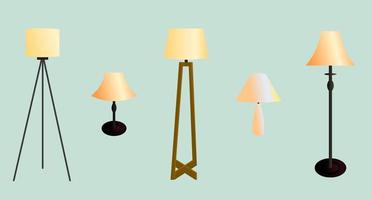 set van moderne lamp, binnenlamp vectorillustratie, ontwerpelement voor huisdecoratie, tafellamp voor slaapkamer vector