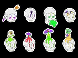 een set van acht verschillende psychedelische schedels. psychedelica, surrealisme vector
