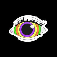 veelkleurig psychedelisch oog met een brede pupil. psychedelica, surrealisme. vector