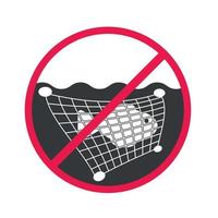 het pictogram niet vissen met netten. niet vissen. rood verboden teken vector