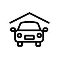 de auto in de garage is een pictogramvector. geïsoleerde contour symbool illustratie vector