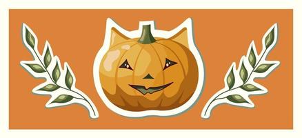 halloween vectorpompoen. leuke herfststickers. vector