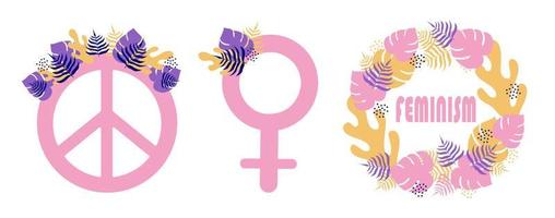 set feministische stickers. girl power. vector