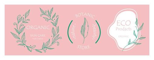 set botanische logo's voor uw bedrijf. perfect voor cosmeticamerken. ecologisch design. duurzaam leven. vector