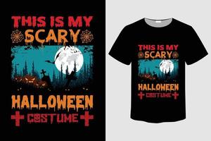 Halloween-t-shirt dit is mijn enge Halloween-kostuumslogan met grungeachtergrond, vectorillustratie vector