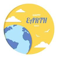 gelukkige moeder aarde dag in gesneden papier stijl, planeet, wolken en vogels. vector voorraad illustratie.