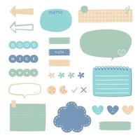 set van schattige hand getrokken, doodle tekstvak met pictogram, tekstballon ballon, plat ontwerp, vector illustratie