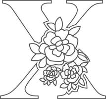 bloemen alfabet letter kleurboek voor kinderen. vectorillustratie van educatieve alfabet laatste met bloem kunstwerk kleurplaten. doodle stijl. vector