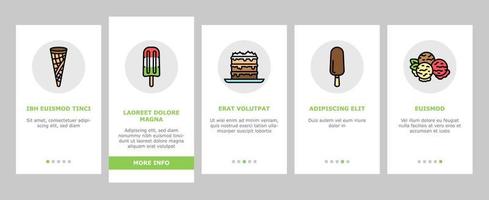 ijs heerlijk dessert eten onboarding pictogrammen instellen vector