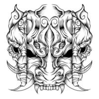 ontwerp oni masker tattoo vectorillustratie vector