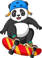 cartoon schattige baby panda die skateboard speelt vector