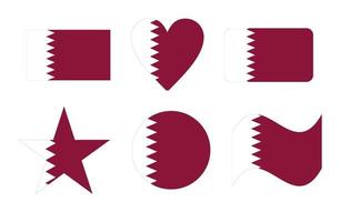 qatar vlag, vlag van qatar in zes vormen vector