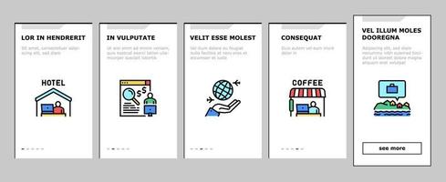 digitale nomade werknemer onboarding pictogrammen instellen vector