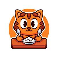 schattige kat en voedsel cartoon afbeelding vector