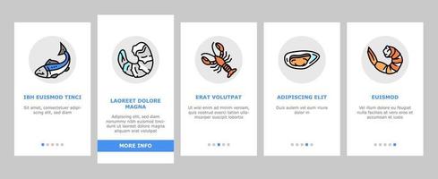 zeevruchten gekookt voedsel schotel menu onboarding pictogrammen instellen vector