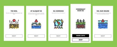 klimaatverandering en eco-probleem onboarding pictogrammen instellen vector