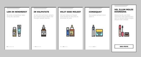 cosmetica voor visage skin traktatie onboarding pictogrammen instellen vector