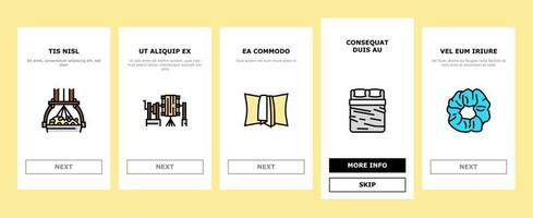 zijdecultuur productie bedrijf onboarding pictogrammen instellen vector