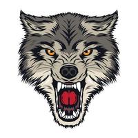 boos wolfsgezicht in prachtige kleuren, perfect voor t-shirtontwerp en logo vector