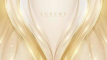 luxe achtergrond met gouden curve lijn decoratie met glitter lichteffect en bokeh elementen. vector