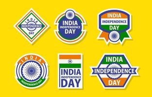 india onafhankelijkheidsdag badge sticker collectie vector