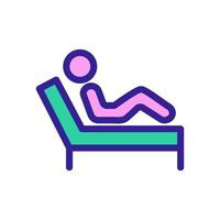 man op het bed is de pictogramvector. geïsoleerde contour symbool illustratie vector