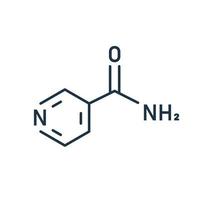 nicotinamide chemische formule. geneesmiddel en vitamine b3-molecuul. skelet geneeskunde formule. vector