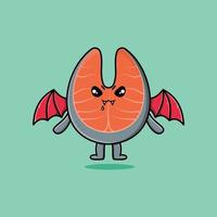 schattige mascotte cartoon verse zalm dracula met vleugel vector